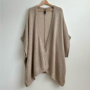 Marla Wynne Open Front Knit Cardigan XL/1X Beige Mohair Blend Cozy Wrap